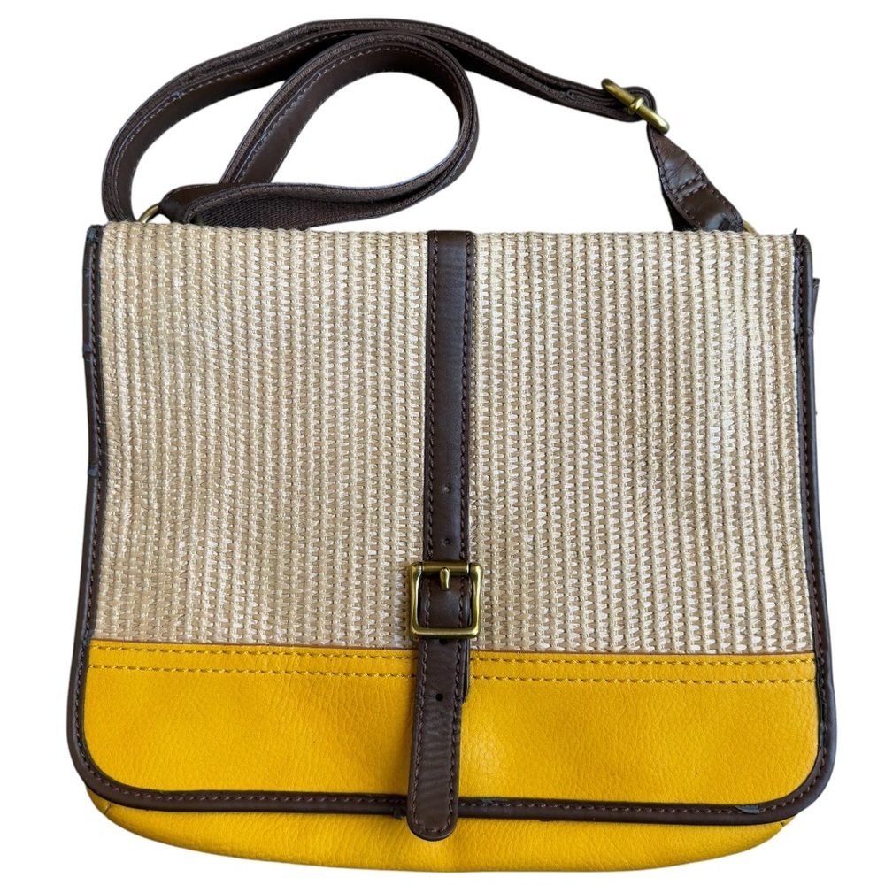 Fossil woven crossbody bag yellow women.